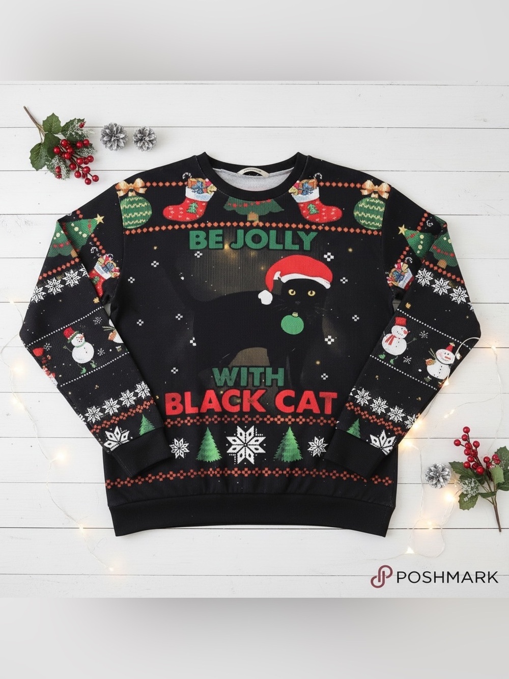 “Be Jolly With Black Cat” Christmas ugly sweatshirt